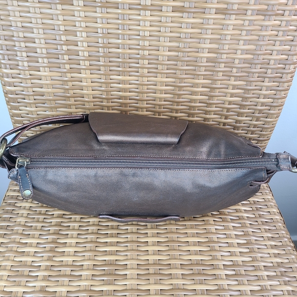 Lamarthe Paris Metallic Brown Small Leather Shoulder Bag Stud Accents - Picture 13 of 16